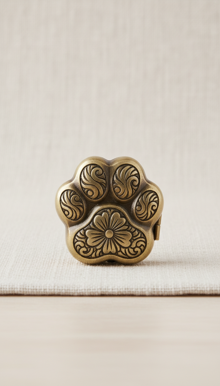 Engraved Paw Print Locket Urn